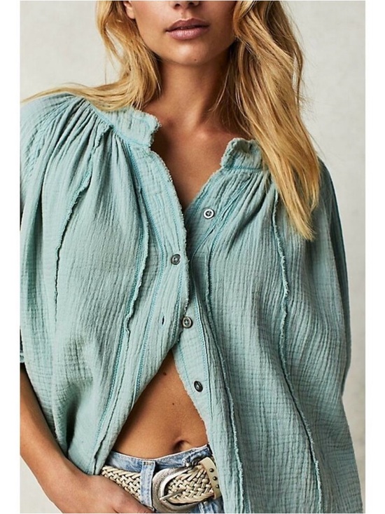 Free People Tops - Free People We The Free Lucy Aqua Swing Top
